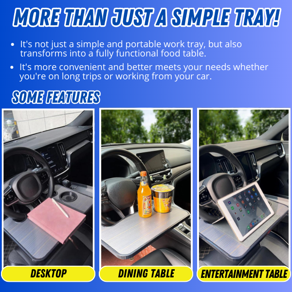 CarDesk™ Car Steering Wheel Tray for Eating and Working